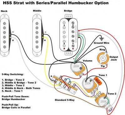 Help needed for HSS with series/parallel humbucker option